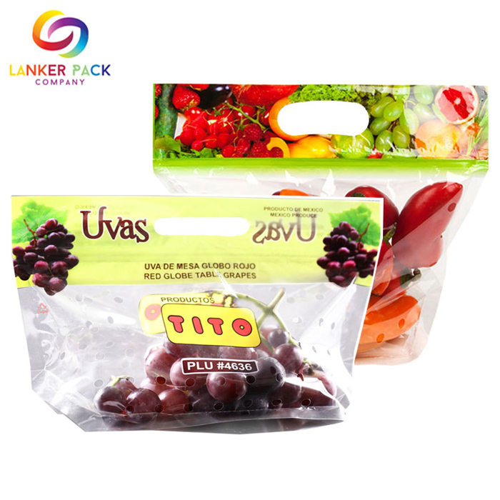 Bolsa de fruta de plástico permanente personalizada con cremallera