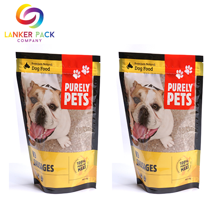 Bolsa de papel de aluminio reutilizable con cremallera superior para alimentos para mascotas