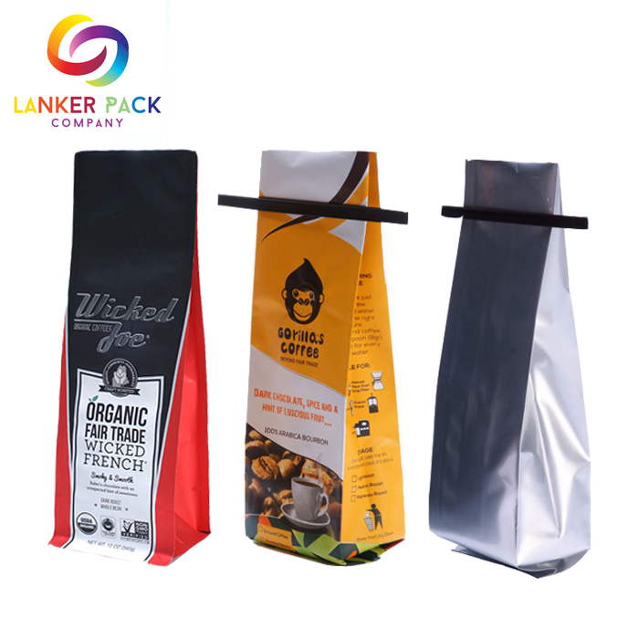 Bolsa de embalaje de café con sello cuádruple personalizado resellable