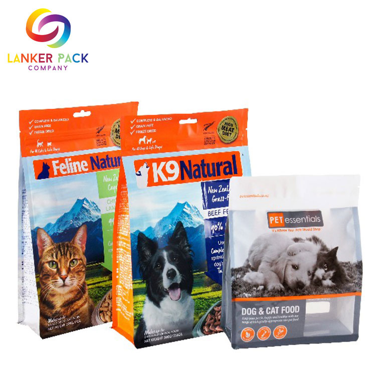 Bolsa de plástico con cremallera reutilizable impermeable para embalaje de alimentos para mascotas